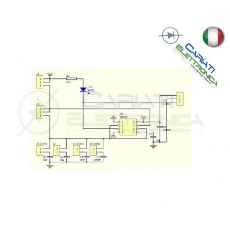 Scheda Generatore di impulsi con frequenza e duty cycle variabile NE555