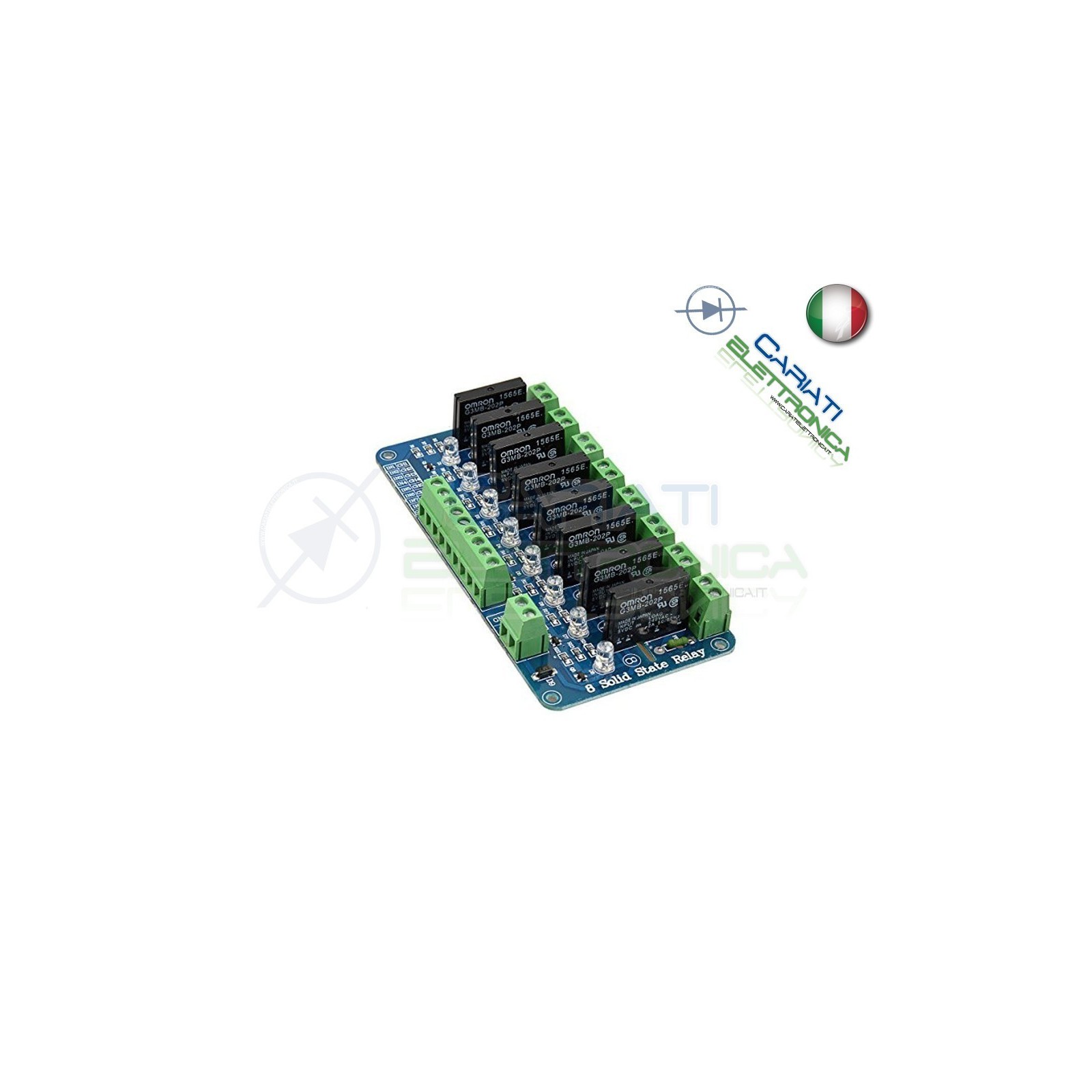 Scheda modulo 5V 8 relè SSR Omron G3MB-202P 240V 2A con Fusibile di protezione