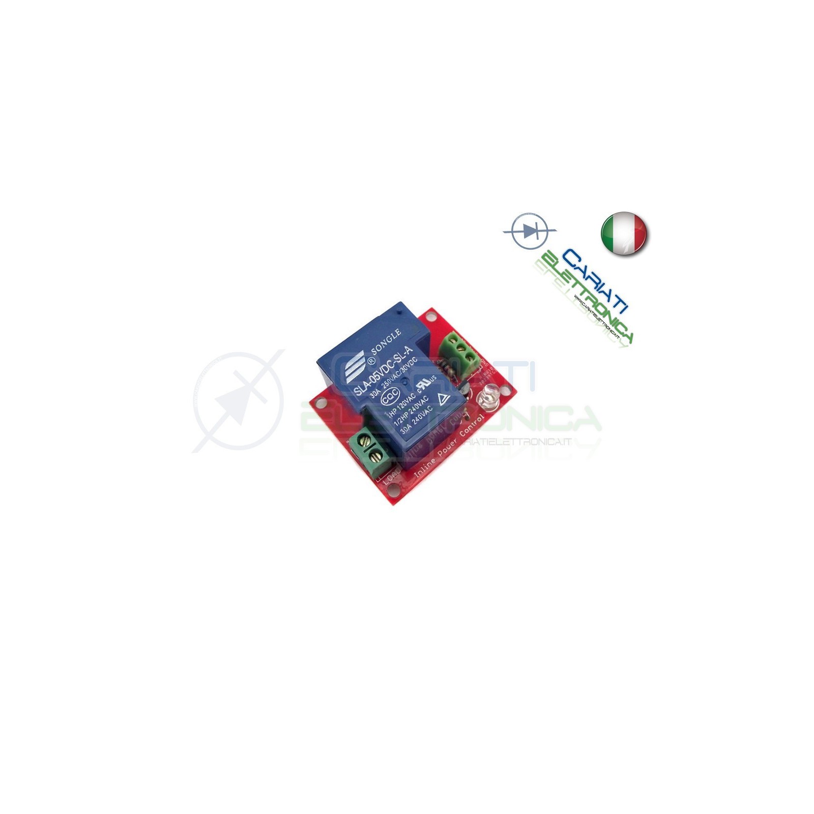 Scheda modulo 5V 1 relè canale 240Vac 30A SLA-05VDC-SL-A