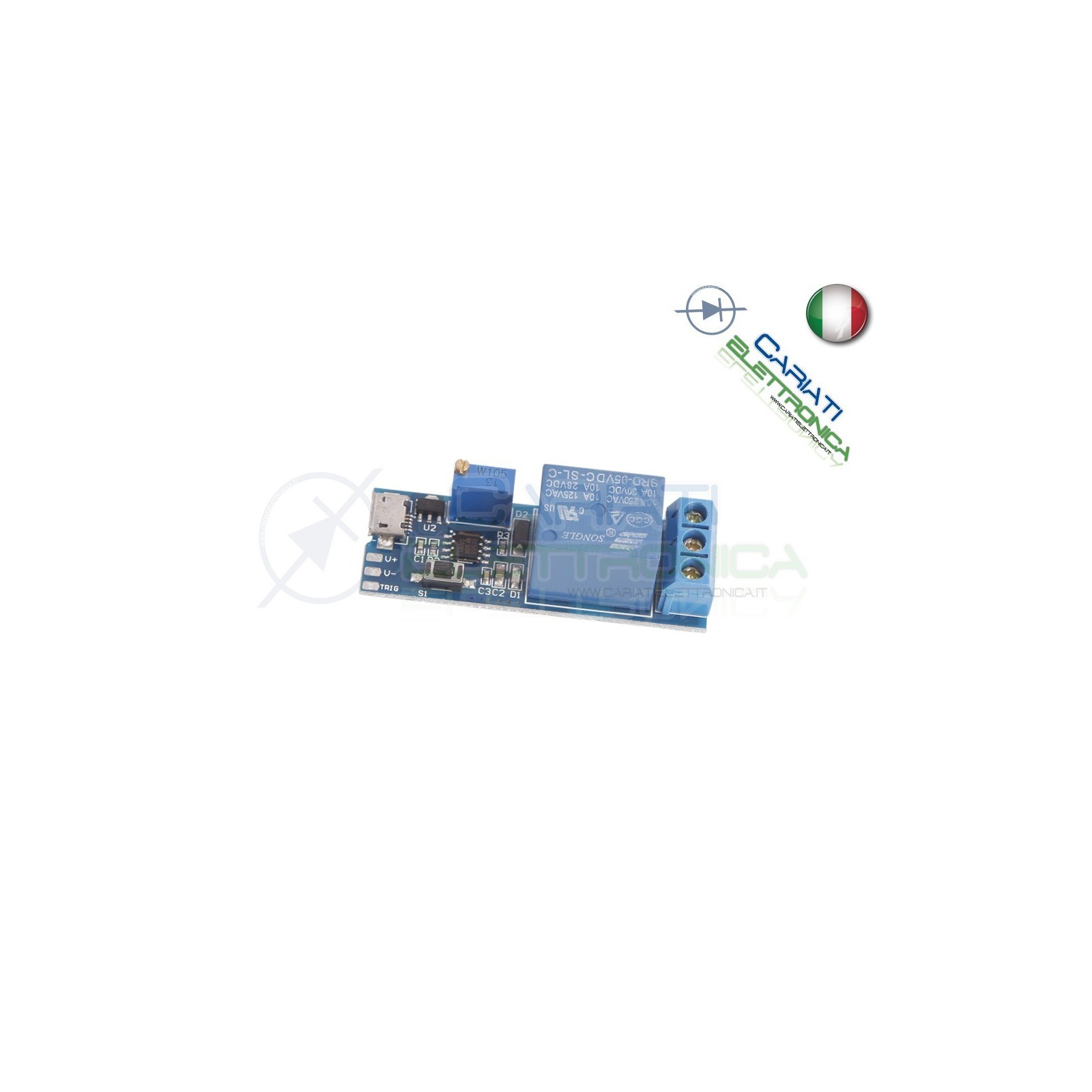 MODULO TEMPORIZZATORE USB 5V 6,5V REGOLABILE NE555 TIMER RELE' RELAY