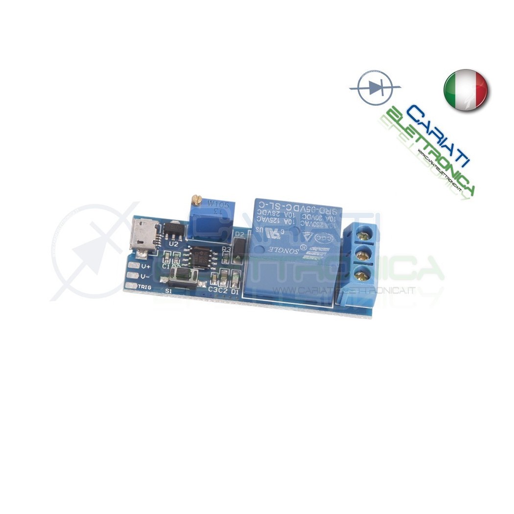 MODULO TEMPORIZZATORE USB 5V 6,5V REGOLABILE NE555 TIMER RELE' RELAY