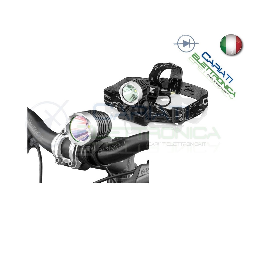 Fanale anteriore torcia led per Bike Bici o da Camping Campeggio 1200lm