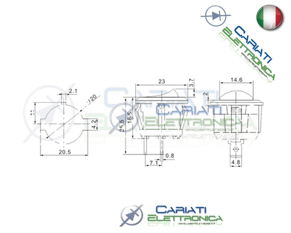 RT52566 Interruttore a Bilanciere Rotondo Spst Scatto Illuminato LED