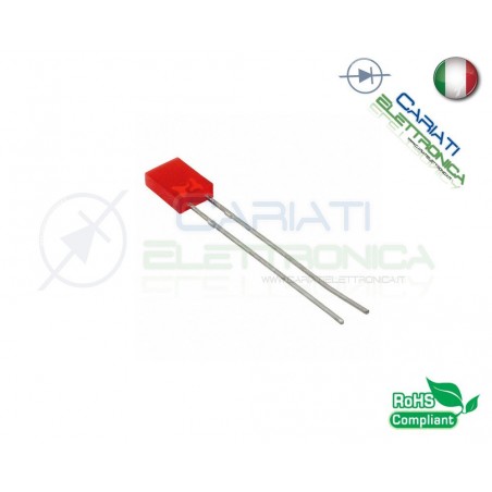 50 PEZZI Led rettangolare rettangolari 110° 2x5x7mm colore Rosso Flat Top