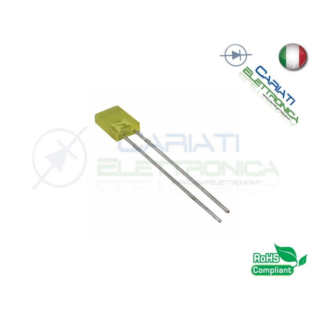 10 PEZZI Led rettangolare rettangolari 110° 2x5x7mm colore Giallo Flat Top
