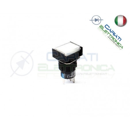 PULSANTE BIANCO A LED 12V TESTA RETTANGOLARE 18x24mm
