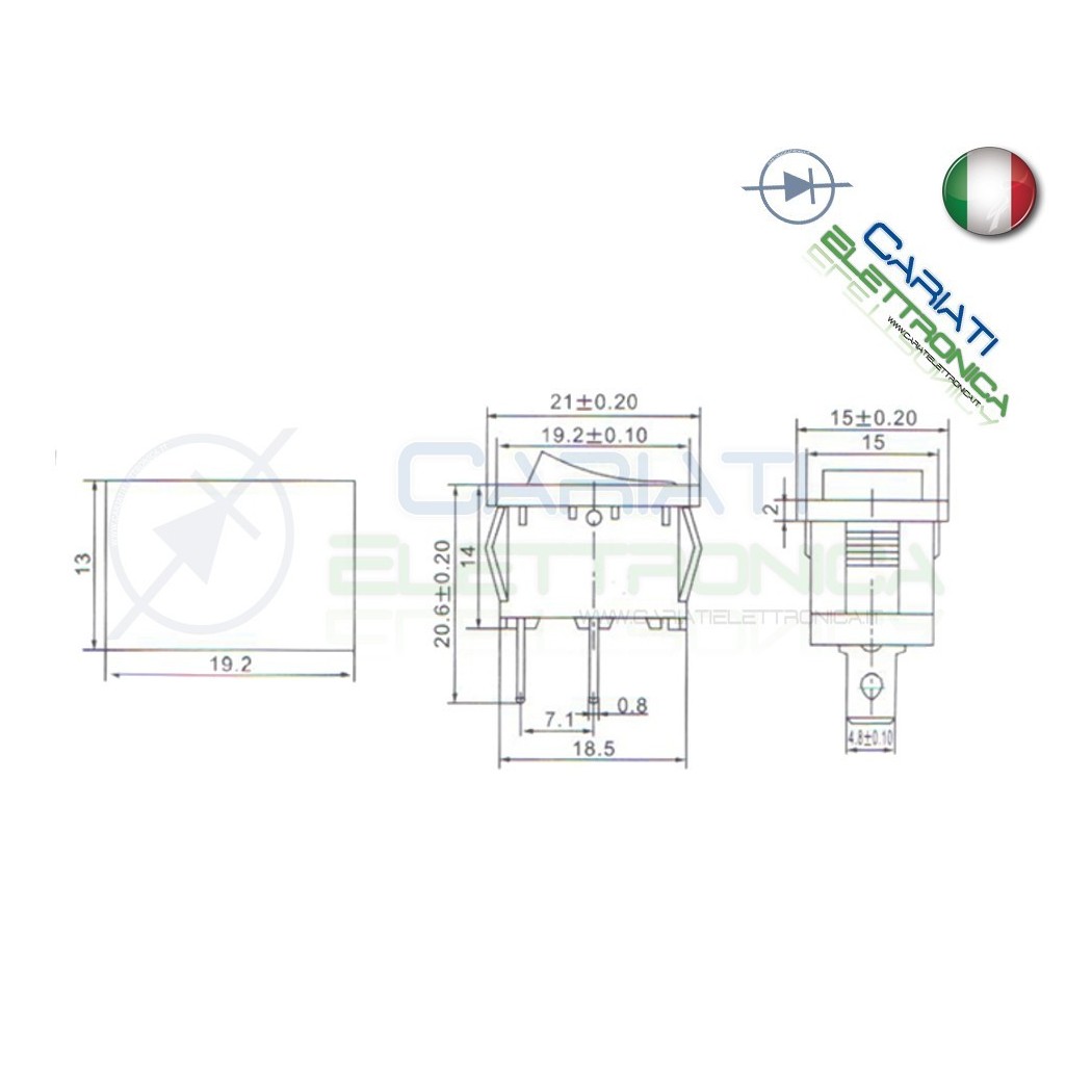 Mini Interruttore A Bilanciere ETT ON/OFF 2 Poli - AC 250V/3A, Confezione Da 2 A 8 Pezzi - Foto 4