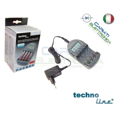 Technoline BC450 Caricabatterie elettronico AA AAA Stilo Ministilo con DisplayTechnoline