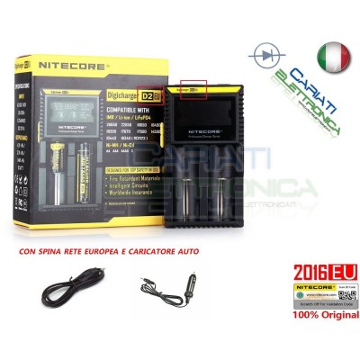 Caricabatterie Nitecore D2 EU 2016 Professional per 18650 18350 26650 AAA AANitecore