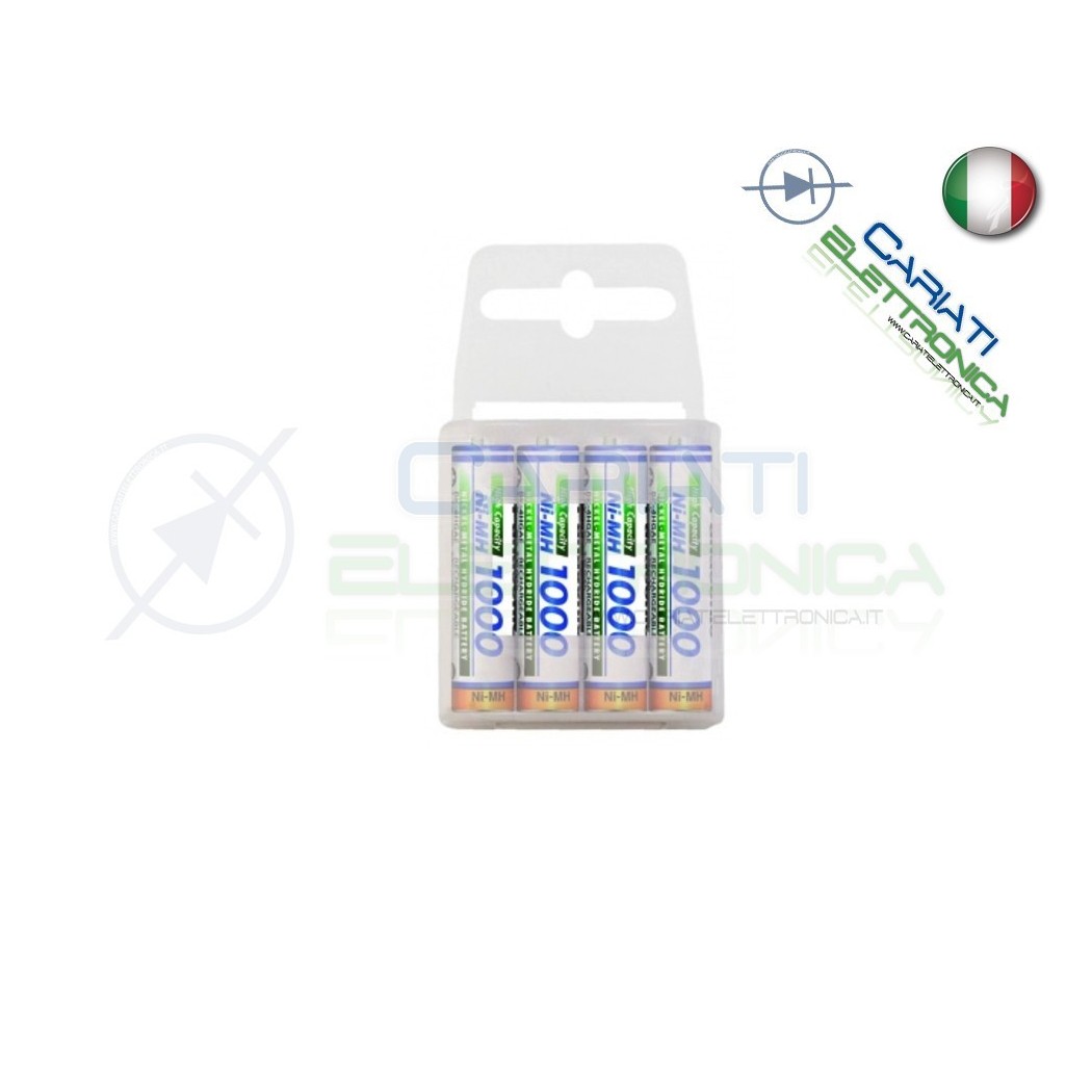 4 PEZZI PILA BATTERIA RICARICABILE PANASONIC R03 AAA Ni-MH 1000mAhPanasonic