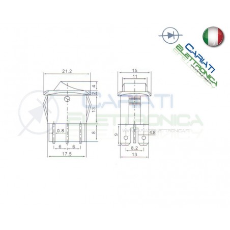 Interruttore Deviatore a Bilanciere 6A 250V ON OFF ON Bipolare DPDT Rocket