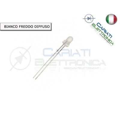 10 pz Led 3mm Bianchi Bianco luce Diffusa 8000mcd