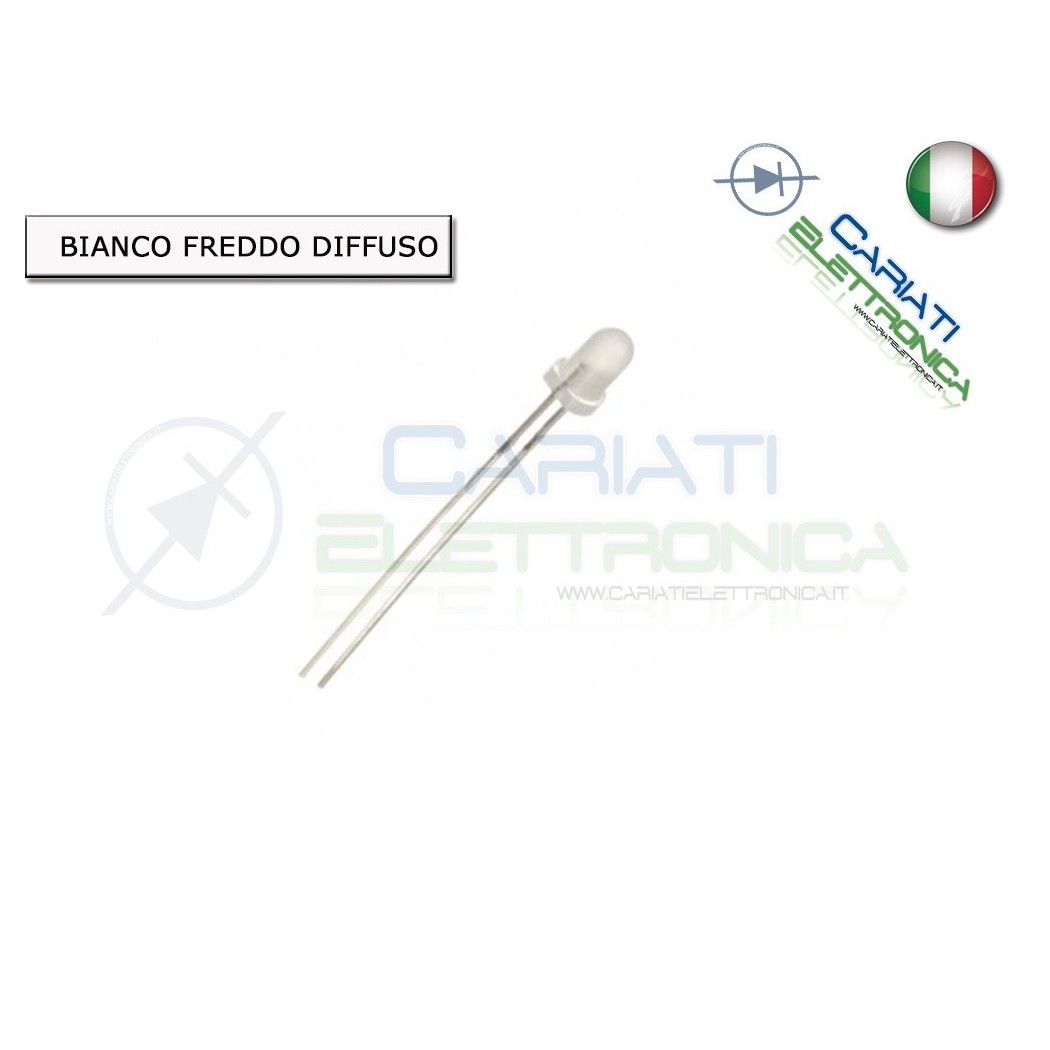 10 pz Led 3mm Bianchi Bianco luce Diffusa 8000mcd