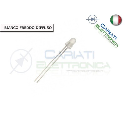 100 pz Led 3mm Bianchi Bianco luce Diffusa 8000mcd
