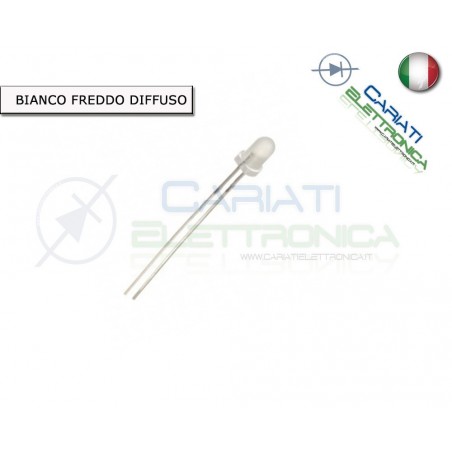 100 pz Led 3mm Bianchi Bianco luce Diffusa 8000mcd