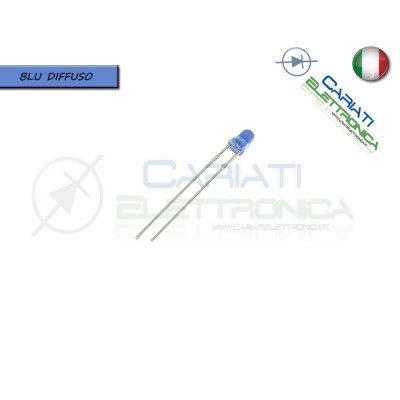 10 pz Led 3mm Blu Freddo Luce Diffusa 1000mcd