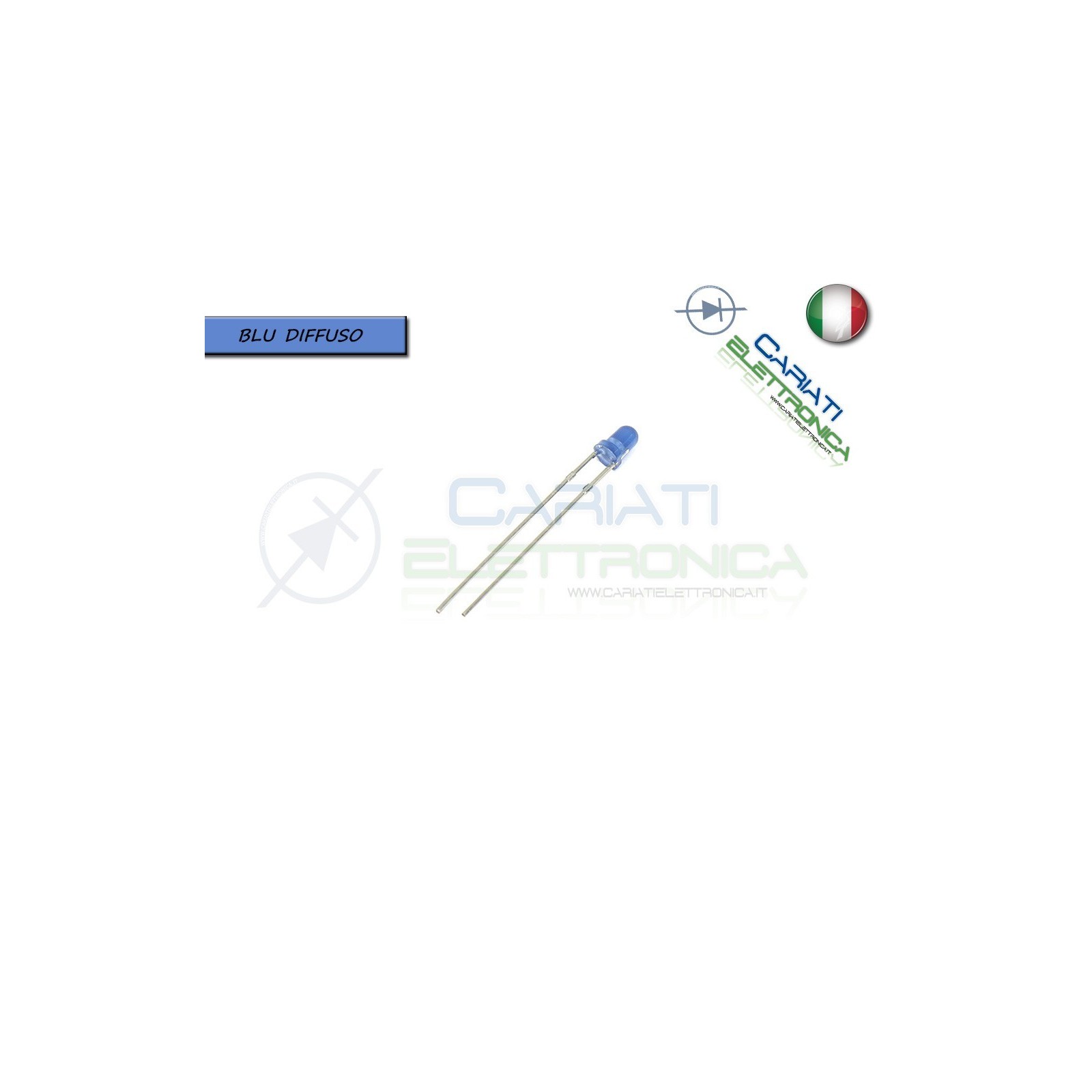 1000 pz Led 3mm Blu Freddo Luce Diffusa 1000mcd