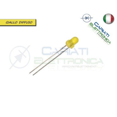 10 pz Led 3mm Gialli Giallo Luce Diffusa 1000mcd
