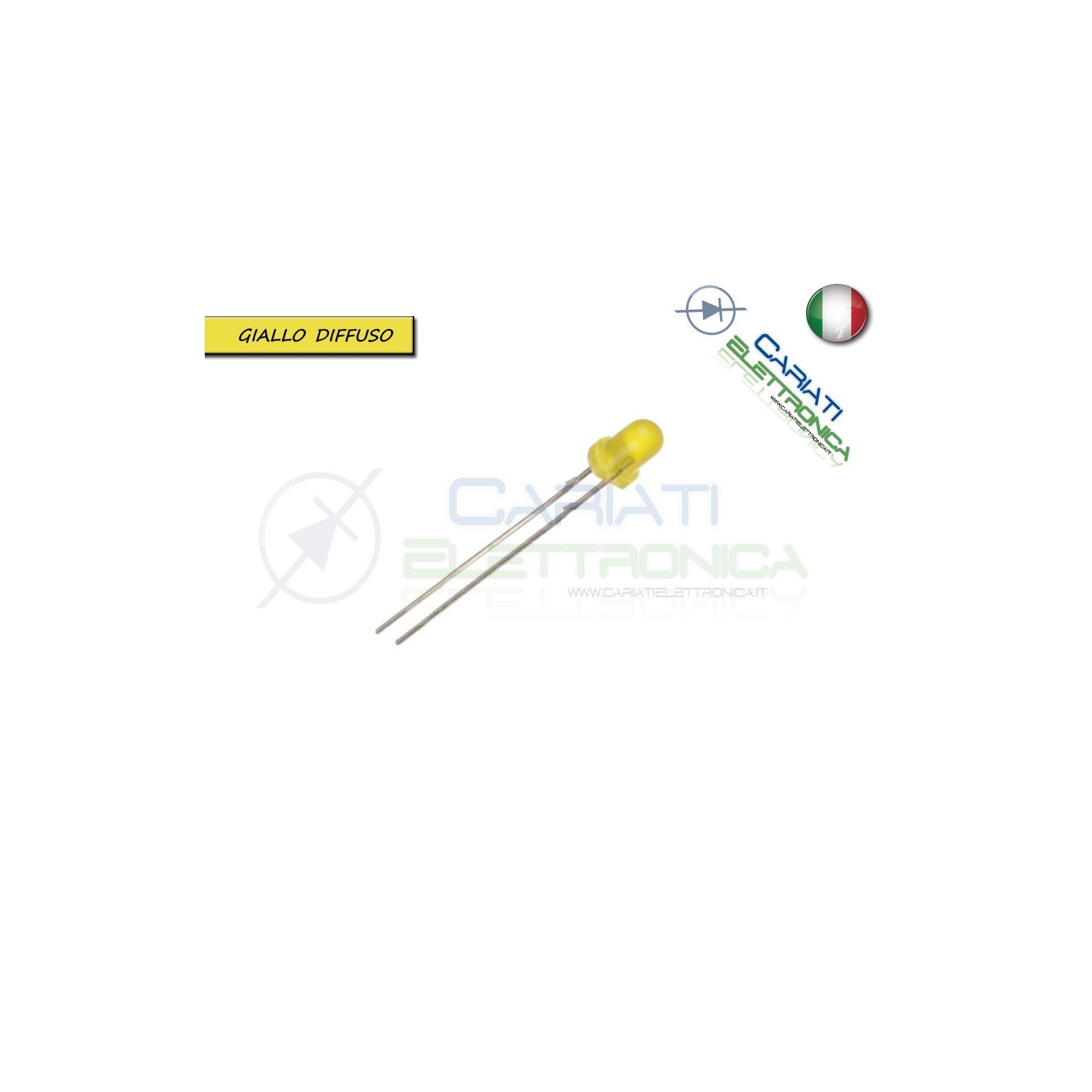 50 pz Led 3mm Gialli Giallo Luce Diffusa 1000mcd