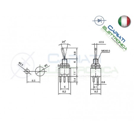 5 Pezzi Interruttore Deviatore a Leva ON ON 3A 125V