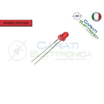 100 pz Led 3mm Rossi Rosso Luce Diffusa 1000mcd