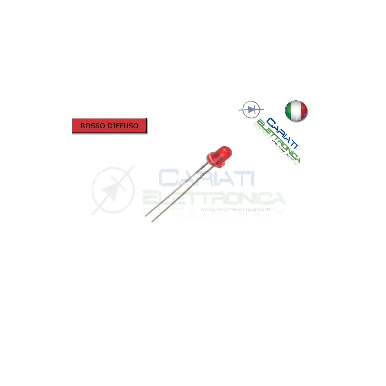 500 pz Led 3mm Rossi Rosso Luce Diffusa 1000mcd
