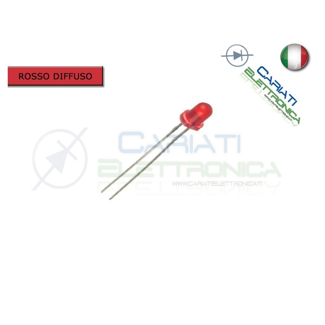 1000 pz Led 3mm Rossi Rosso Luce Diffusa 1000mcd
