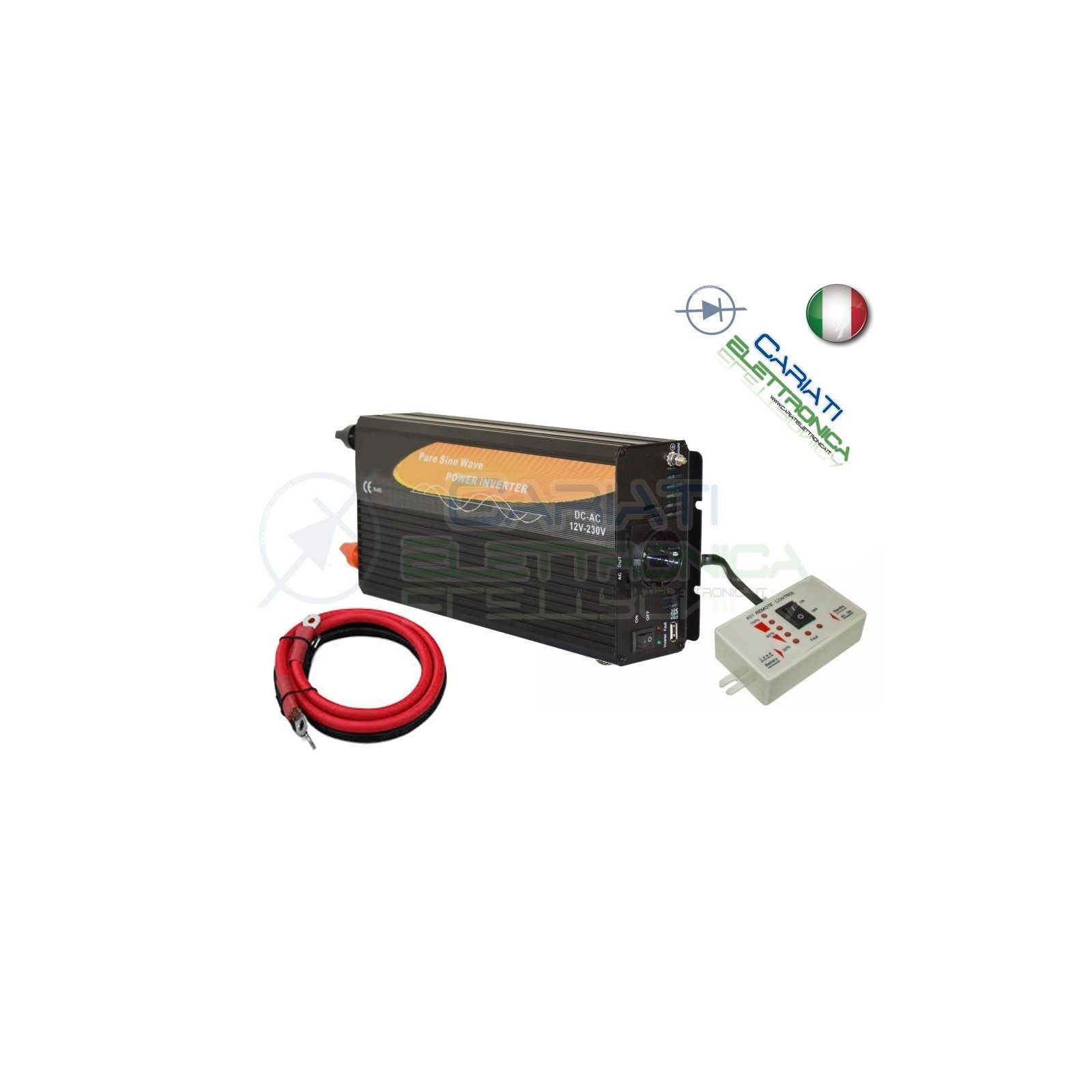 POWER INVERTER 600W MAX 1200W WATT ONDA SINUSOIDALE PURA 12V DC 230V