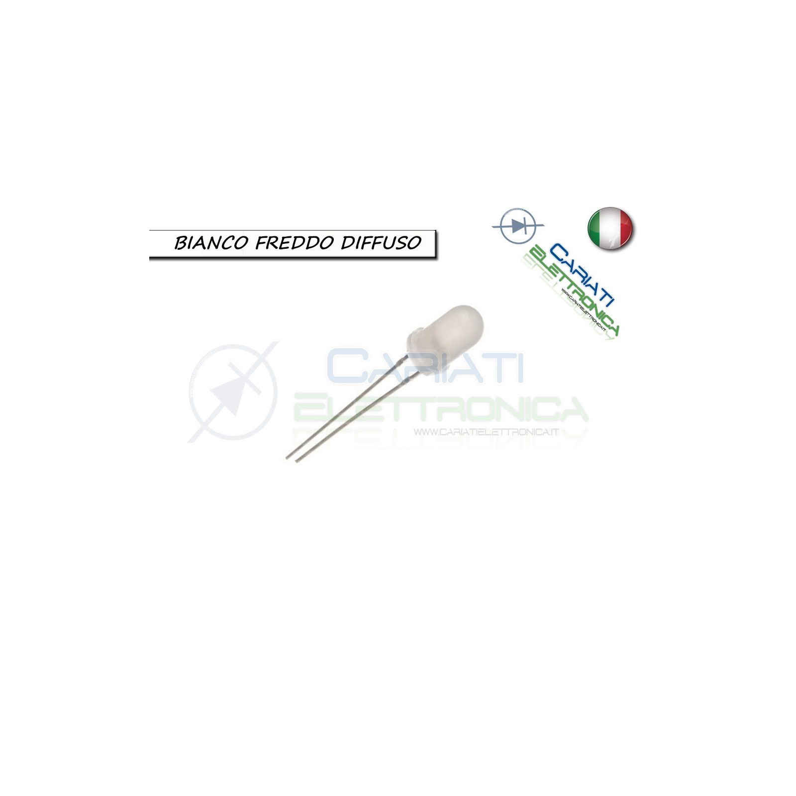 500 pz Led 5mm Bianchi Bianco freddo luce Diffusa 8000mcd