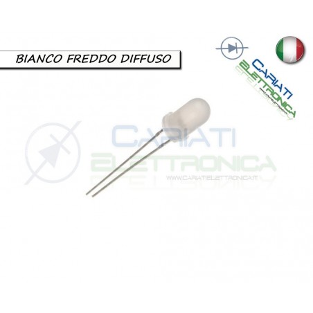 500 pz Led 5mm Bianchi Bianco freddo luce Diffusa 8000mcd