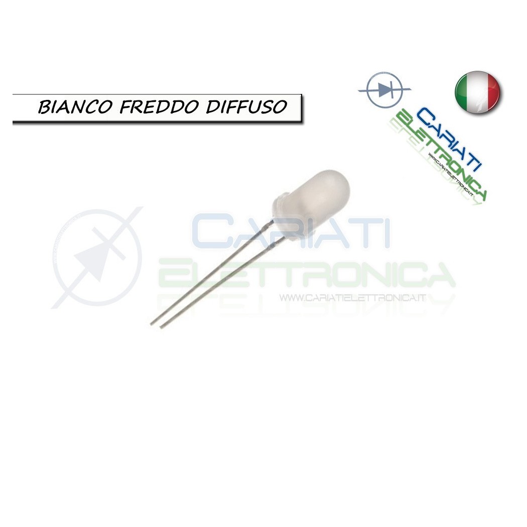 1000 pz Led 5mm Bianchi Bianco freddo luce Diffusa 8000mcd