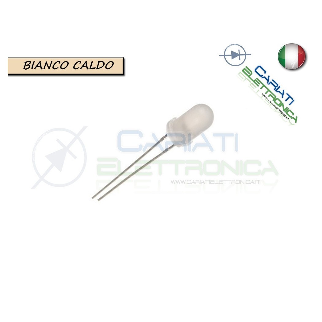 10 pz Led 5mm Bianchi Bianco Caldo Luce Diffusa 8000mcd