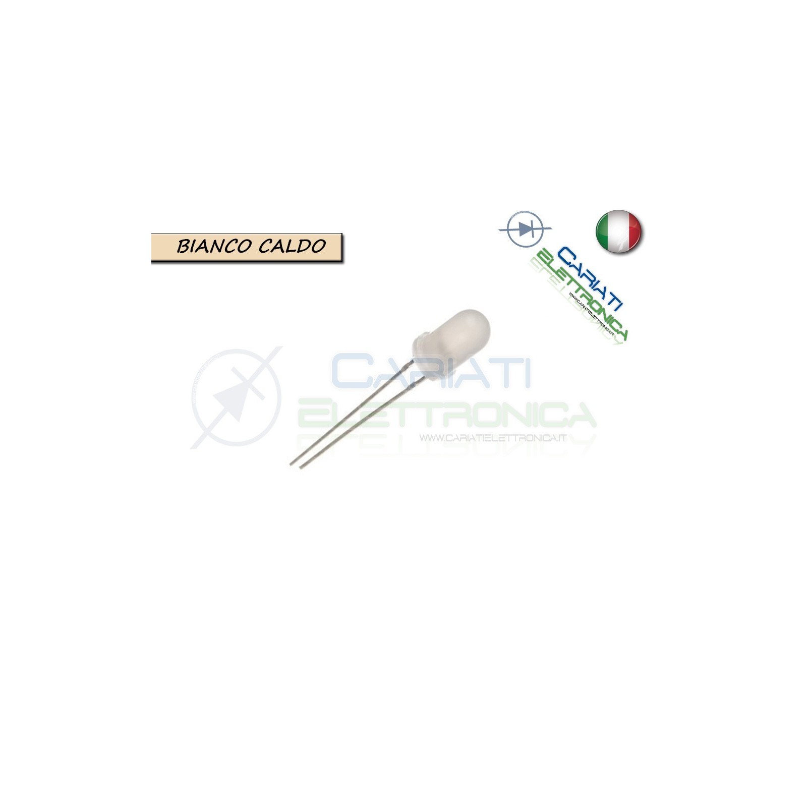 500 pz Led 5mm Bianchi Bianco Caldo Luce Diffusa 8000mcd