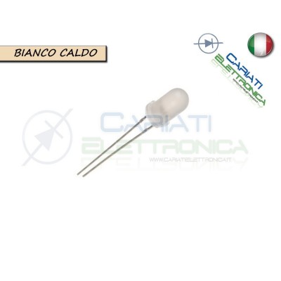 500 pz Led 5mm Bianchi Bianco Caldo Luce Diffusa 8000mcd