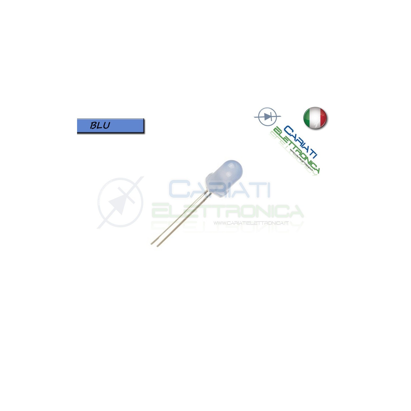 20 pz Led 5mm Blu luce Diffusa 2000 mcd alta luminosità