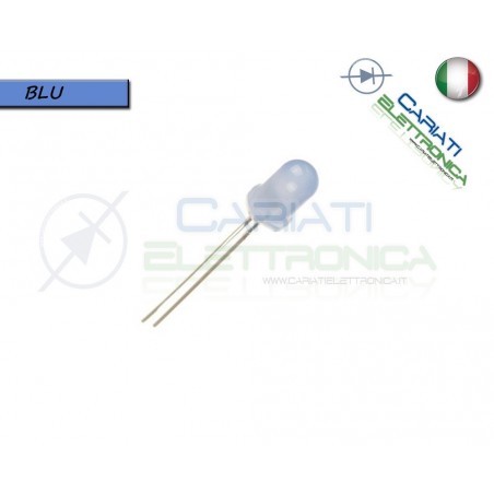 50 pz Led 5mm Blu luce Diffusa 2000 mcd alta luminosità