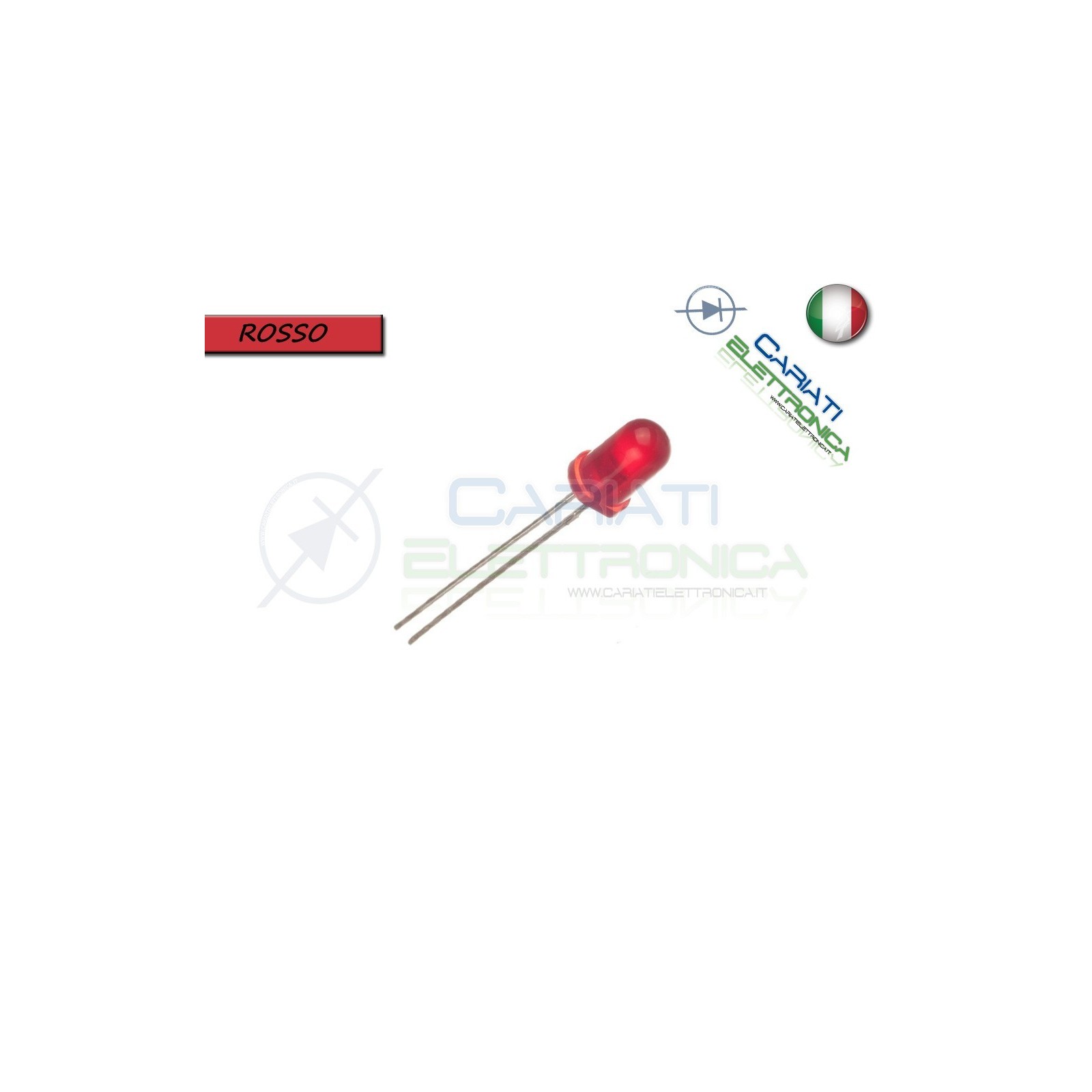 10 pz Led 5mm Rosso luce Diffusa 1500 mcd alta luminosità