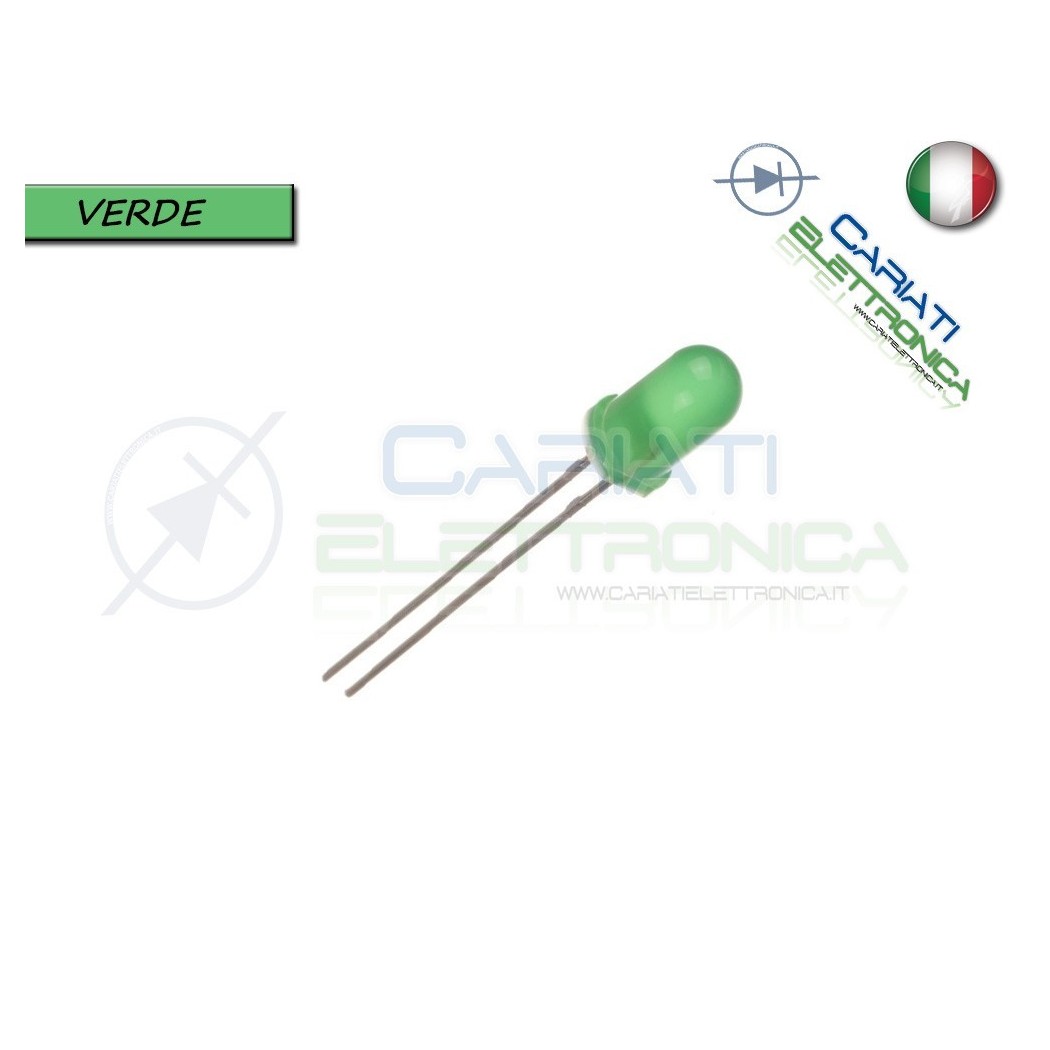 50 pz Led 5mm VERDE luce Diffusa 10000 mcd alta luminosità