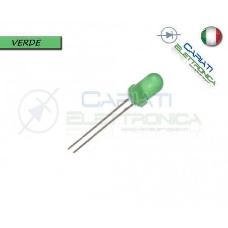 100 pz Led 5mm VERDE luce Diffusa 10000 mcd alta luminosità