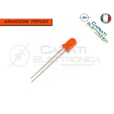 50 pz Led 5mm Arancioni Arancione Luce Diffusa 1500mcd