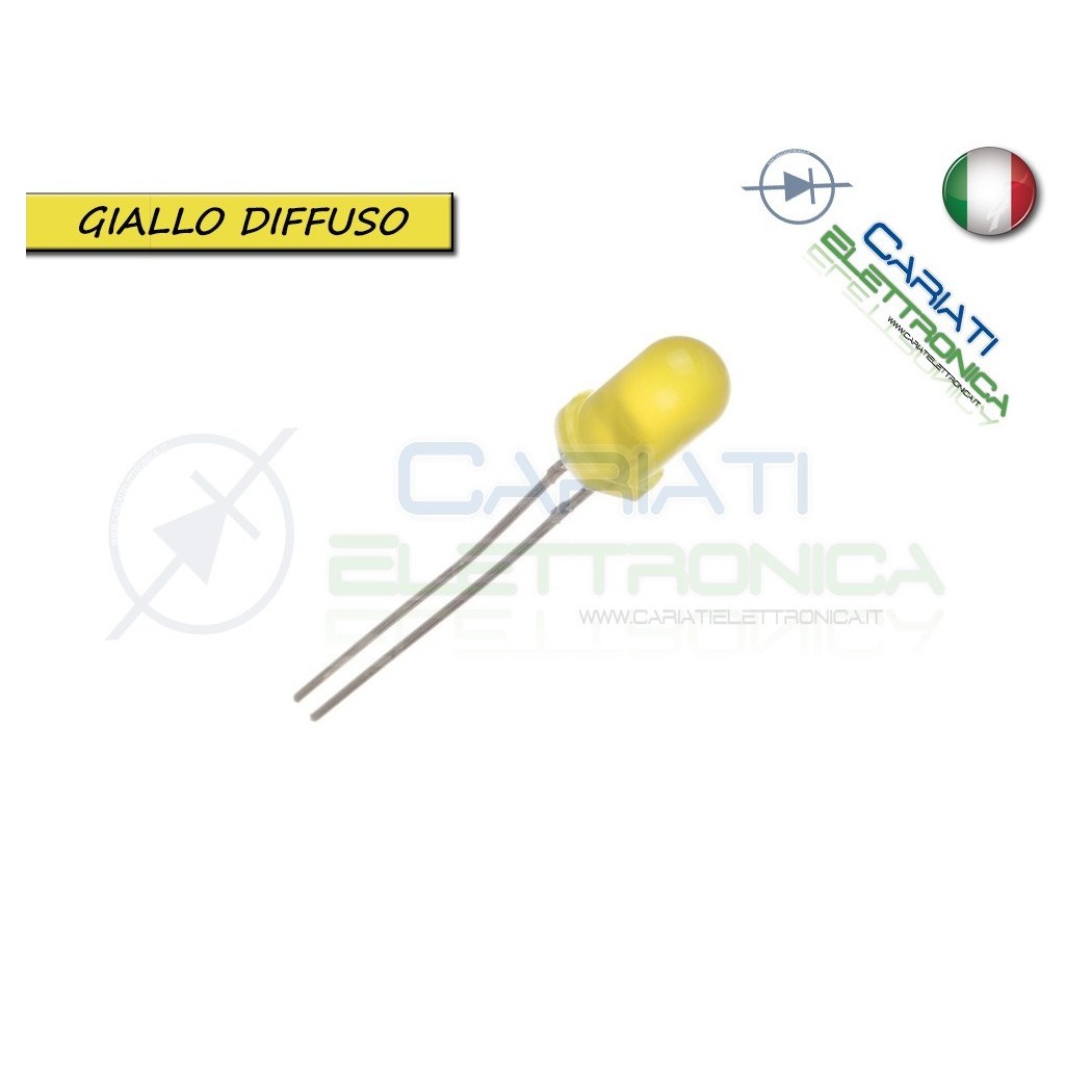 10 pz Led 5mm Gialli Giallo Luce Diffusa 1500mcd alta luminosità