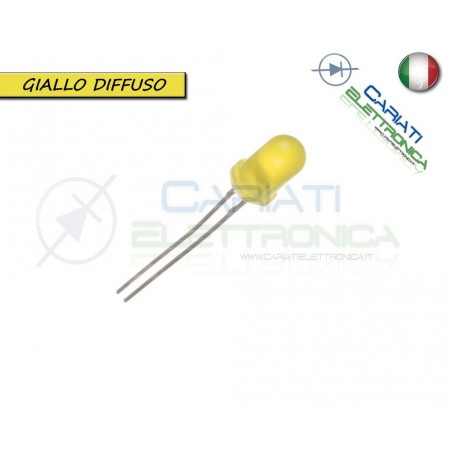 10 pz Led 5mm Gialli Giallo Luce Diffusa 1500mcd alta luminosità