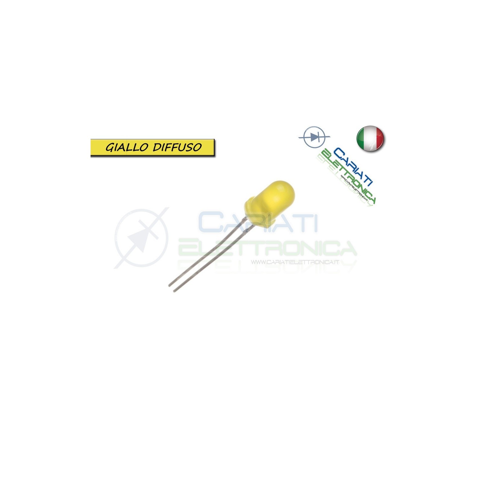 20 pz Led 5mm Gialli Giallo Luce Diffusa 1500mcd alta luminosità