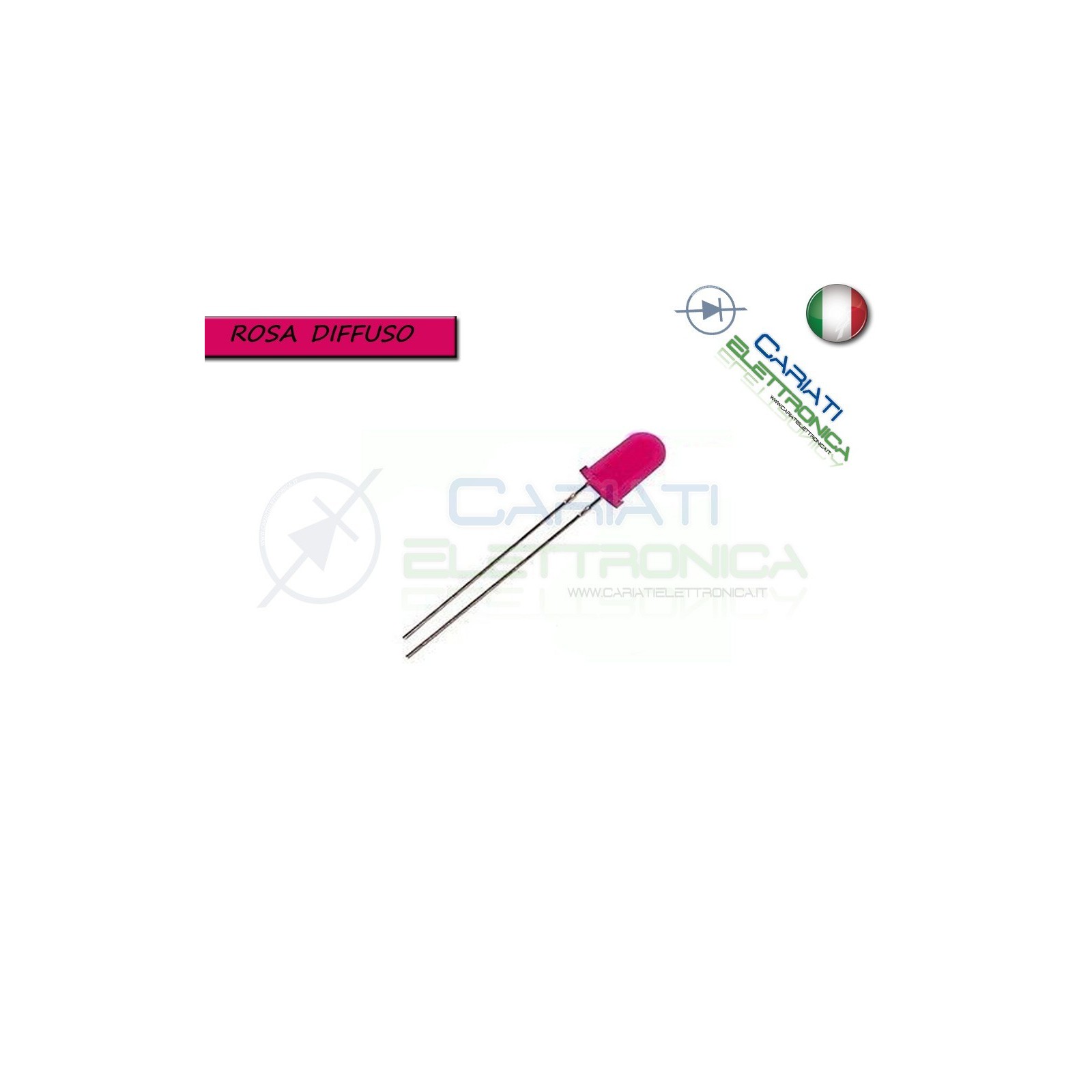 1000 pz Led 5mm Rosa luce Diffusa 1000mcd alta luminosità