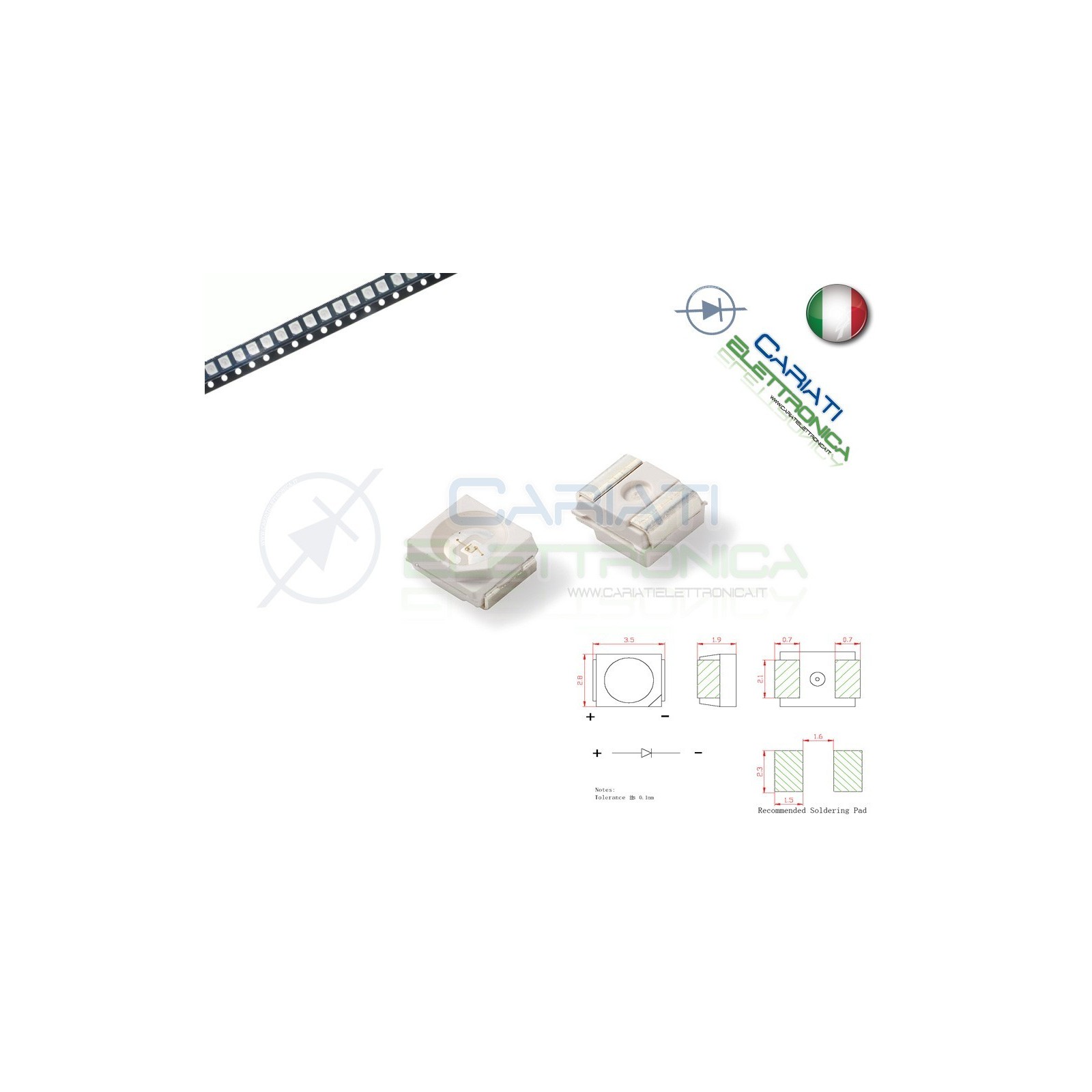 10 pz Led smd 3528 Bianchi PLCC PLCC2 Alta LuminositàGenerico