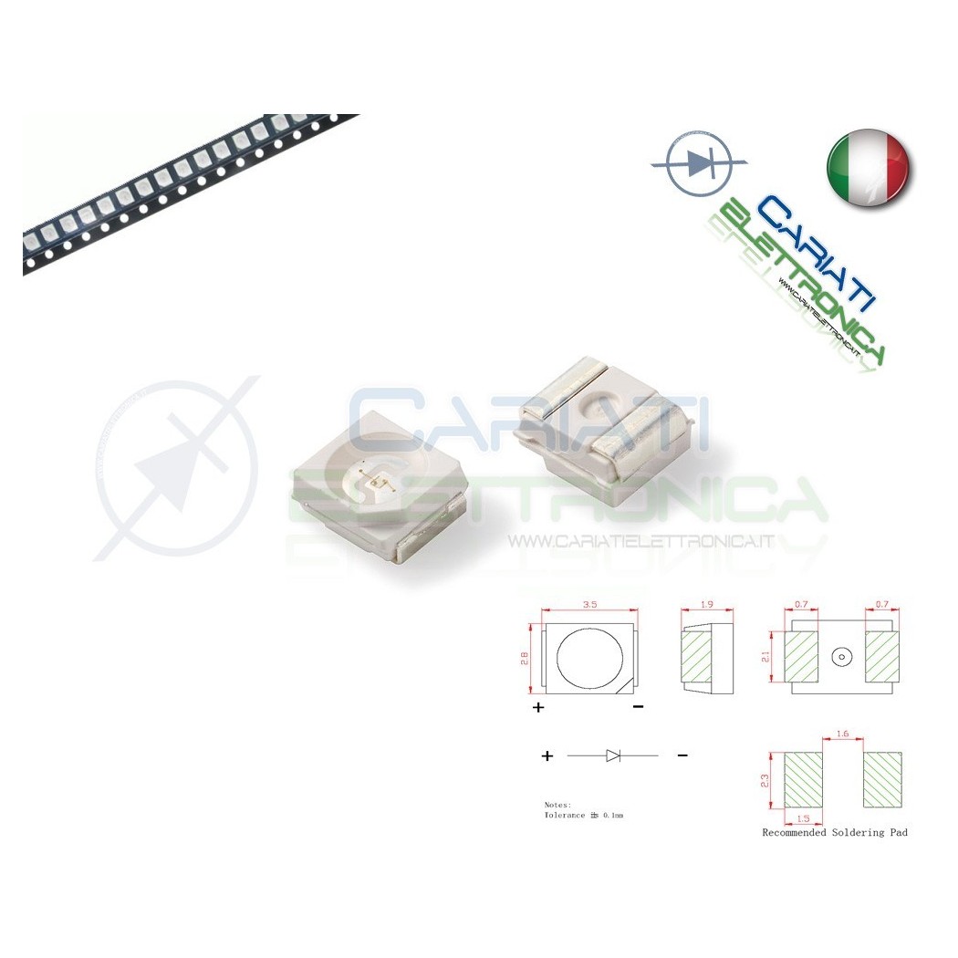 10 pz Led smd 3528 Bianchi PLCC PLCC2 Alta LuminositàGenerico