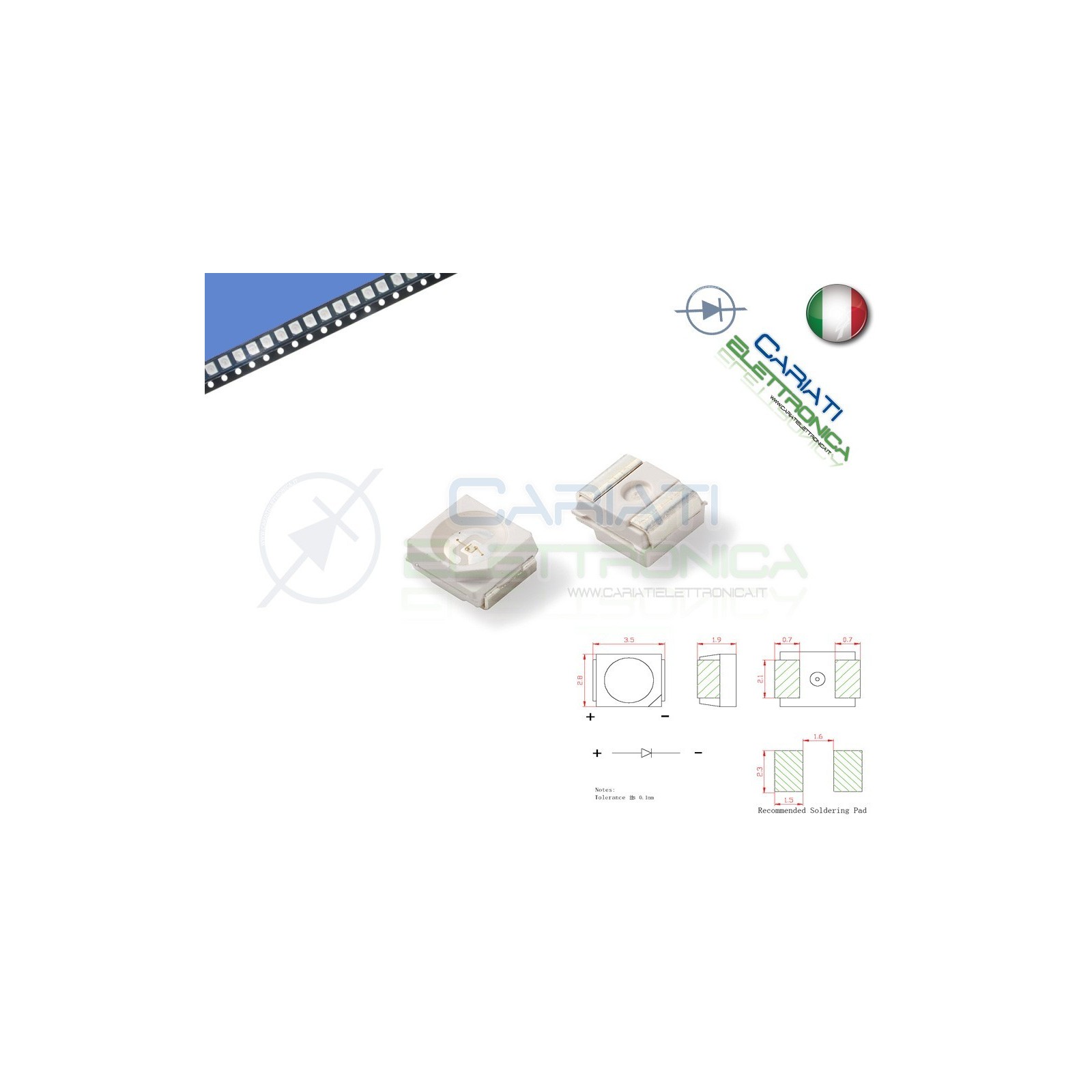 10 pz Led smd 3528 BLU PLCC PLCC2 Alta Luminosità