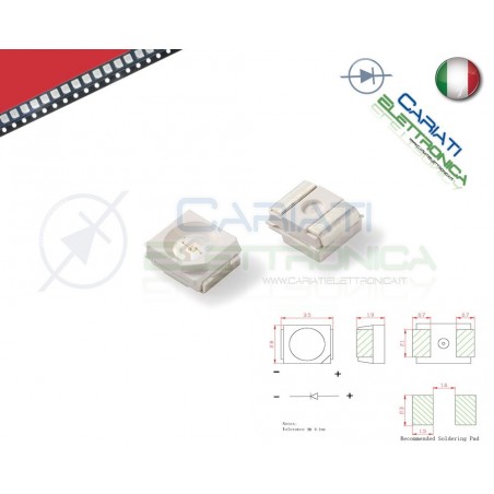 10 pz Led smd 3528 ROSSO PLCC PLCC2 Alta Luminosità