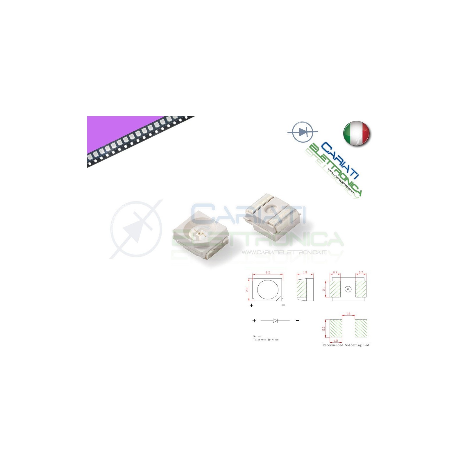 10 pz Led smd 3528 UV PLCC PLCC2 Alta Luminosità