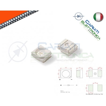 10 pz Led smd 3528 ARANCIONE PLCC PLCC2 Alta Luminosità